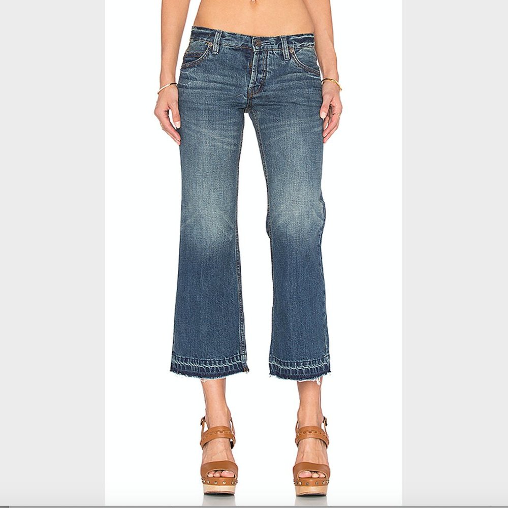 Medium Wash Free People Cropped Jeans